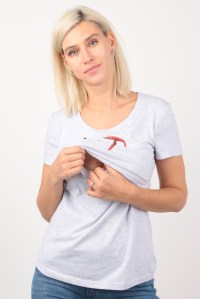 футболка для беременных и кормящих чили меланж серый euromama фото 2