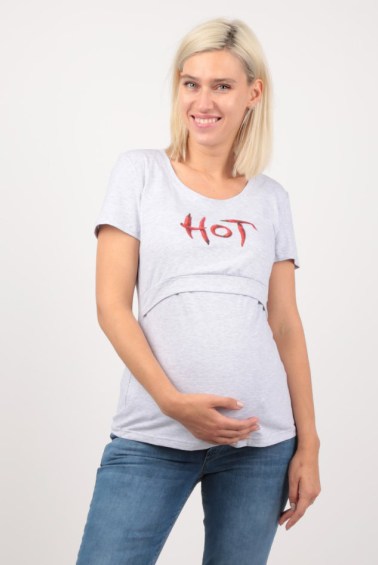 футболка для беременных и кормящих чили меланж серый euromama