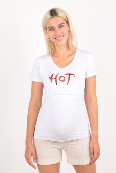 футболка для беременных и кормящих чили белая euromama