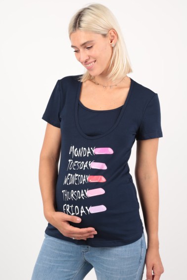 футболка для беременных и кормящих помадки темно-синий euromama