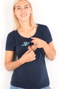 футболка для беременных и кормящих sayyes темно-синяя euromama фото 2