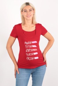 футболка для беременных и кормящих помадки красная euromama