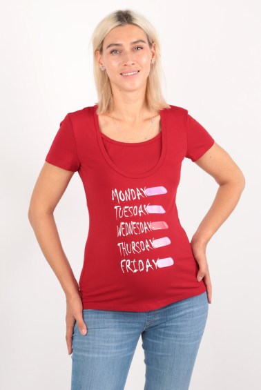 футболка для беременных и кормящих помадки красная euromama