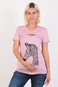 футболка для беременных и кормящих зебра сухая роза euromama
