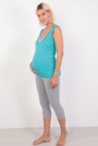 пижама майка и лосины бирюзовый для беременных и кормящих euromama