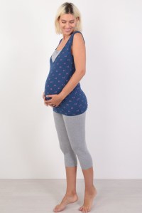Пижама майка и лосины синий для беременных и кормящих